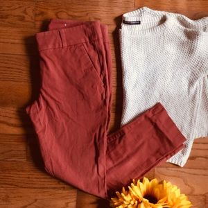 Washed Red Ankle Pants